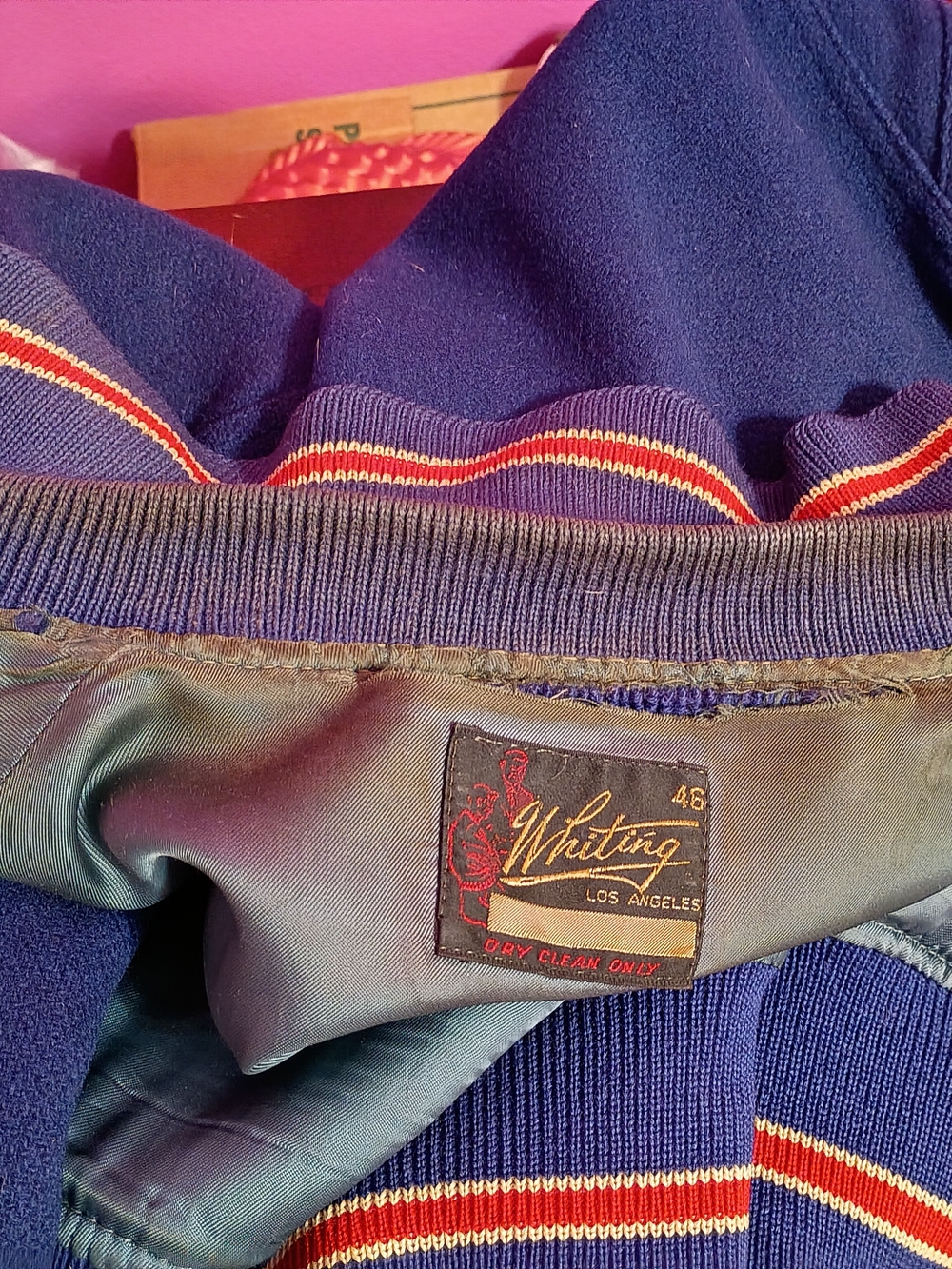 Vintage 50's Men’s Navy & Red Varsity Bomber Jacket - Picture 11 of 11